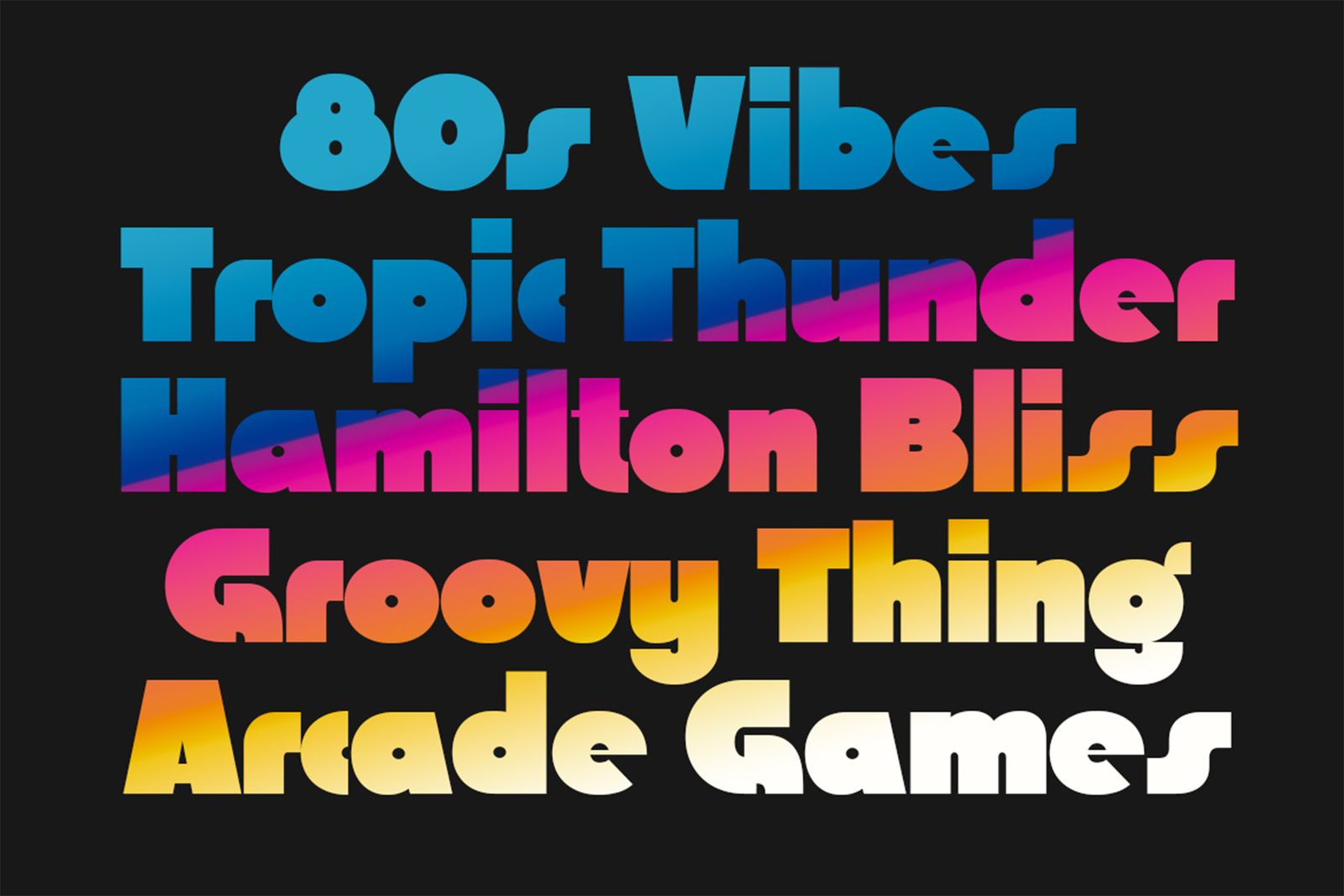 Swedis Font groovy colorful typography phrase showcase