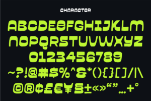 Garpit Font uppercase alphabet numbers and symbols