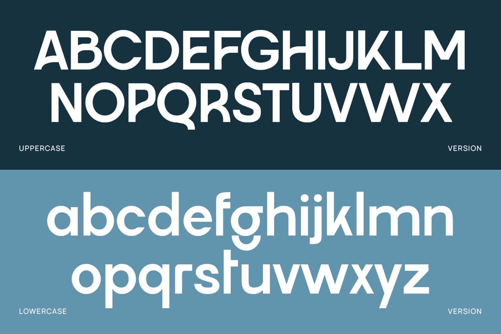 VIREON uppercase and lowercase alphabet specimen