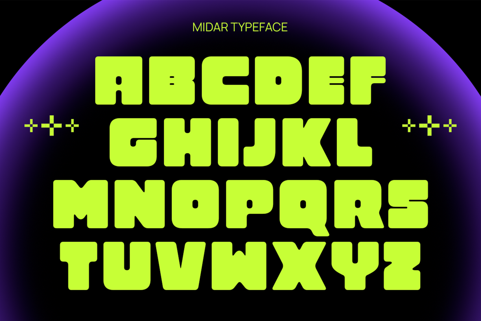 MIDAR Font uppercase alphabet characters
