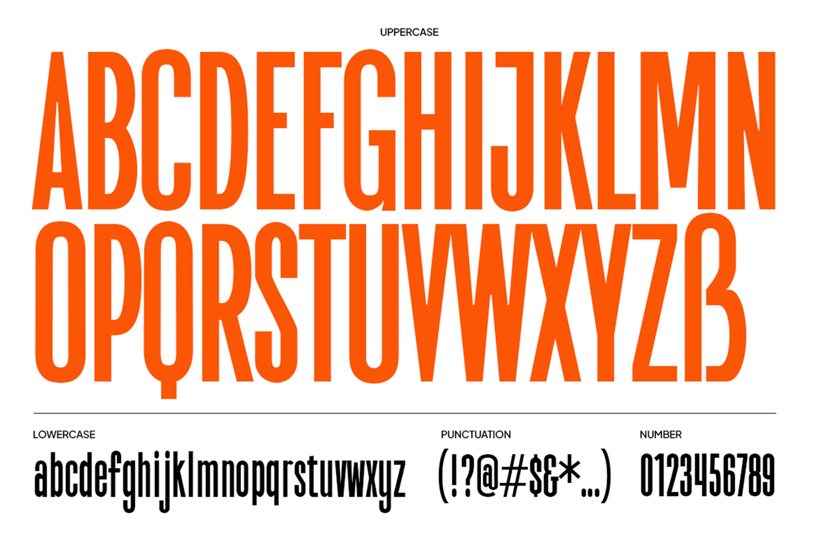 Hornset Font uppercase and lowercase alphabet numbers and punctuation character specimen
