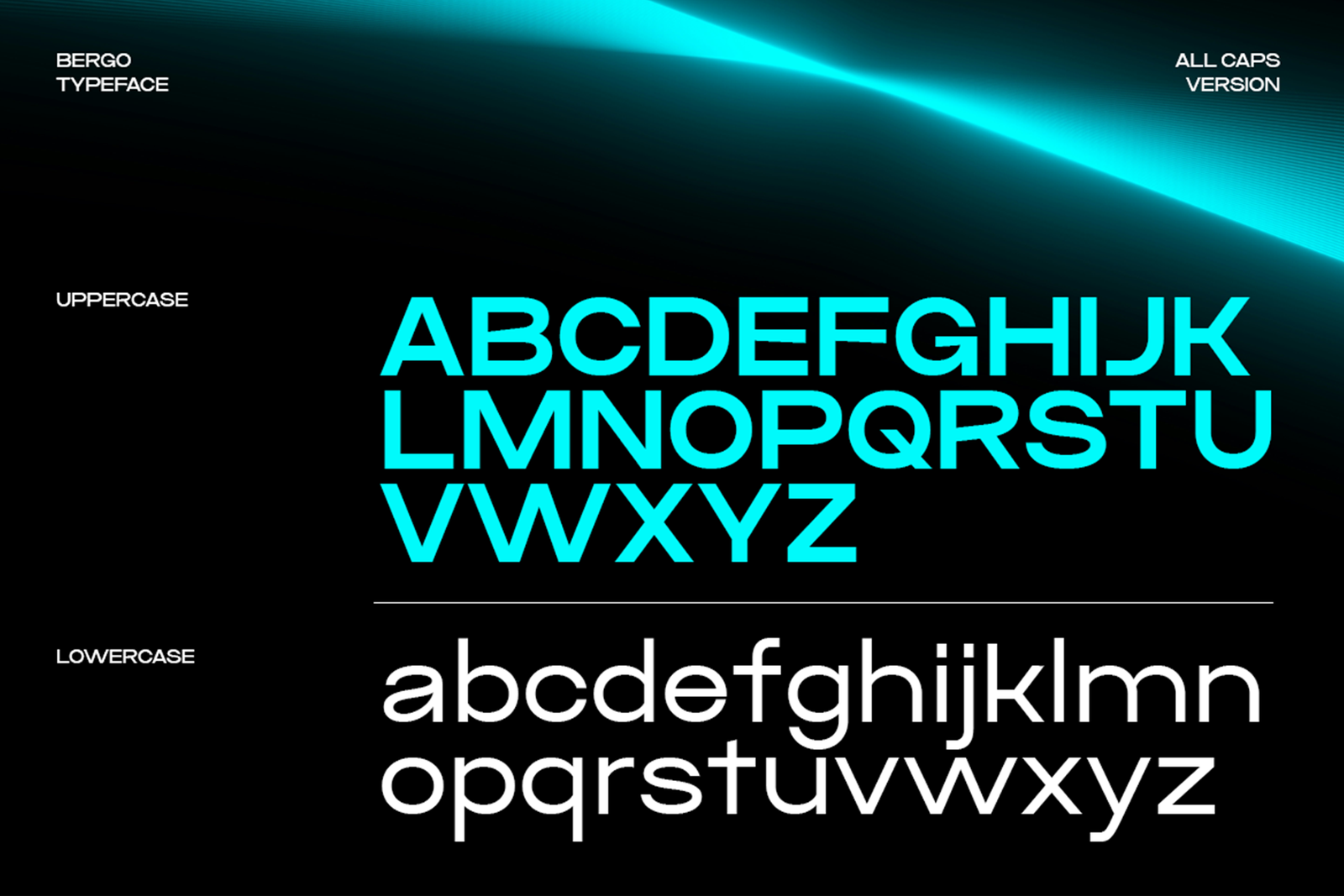 Bergo Font uppercase and lowercase alphabet specimen