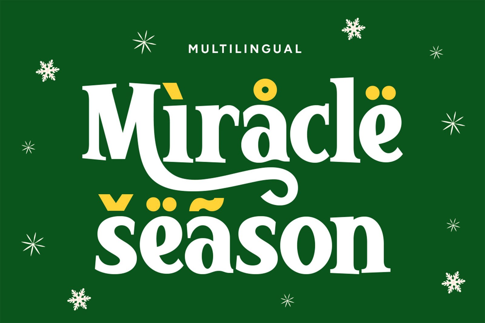 Winter Glyph Font multilingual lettering artwork