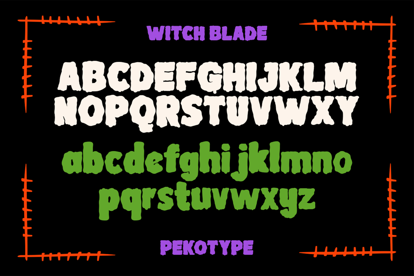 WITCH BLADE Font uppercase and lowercase characters