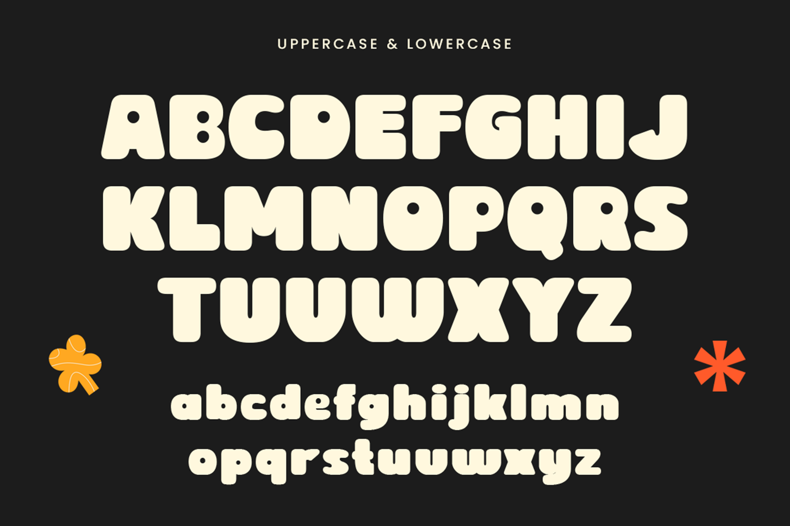 BIDUA Font uppercase and lowercase characters