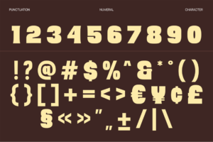 KYURI Font numbers symbols and punctuation