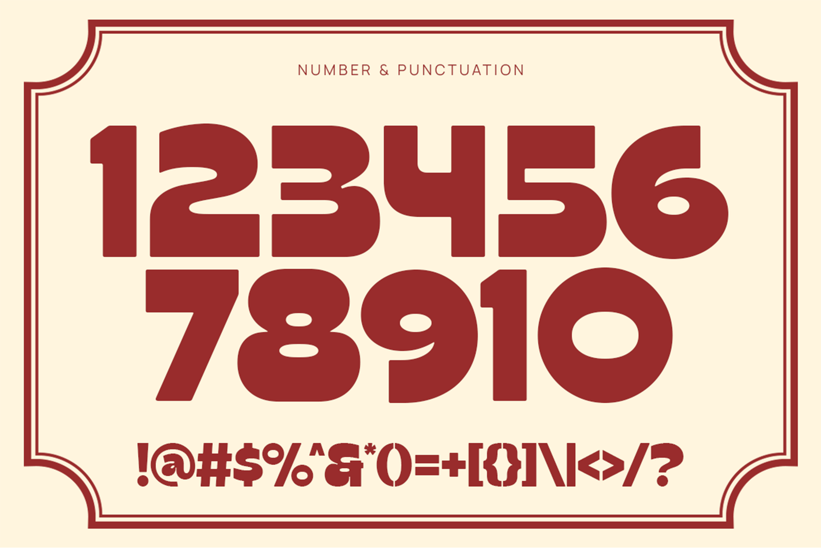 OAKLA Font numbers symbols and punctuation