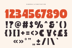 MAERO Font numbers symbols and punctuation