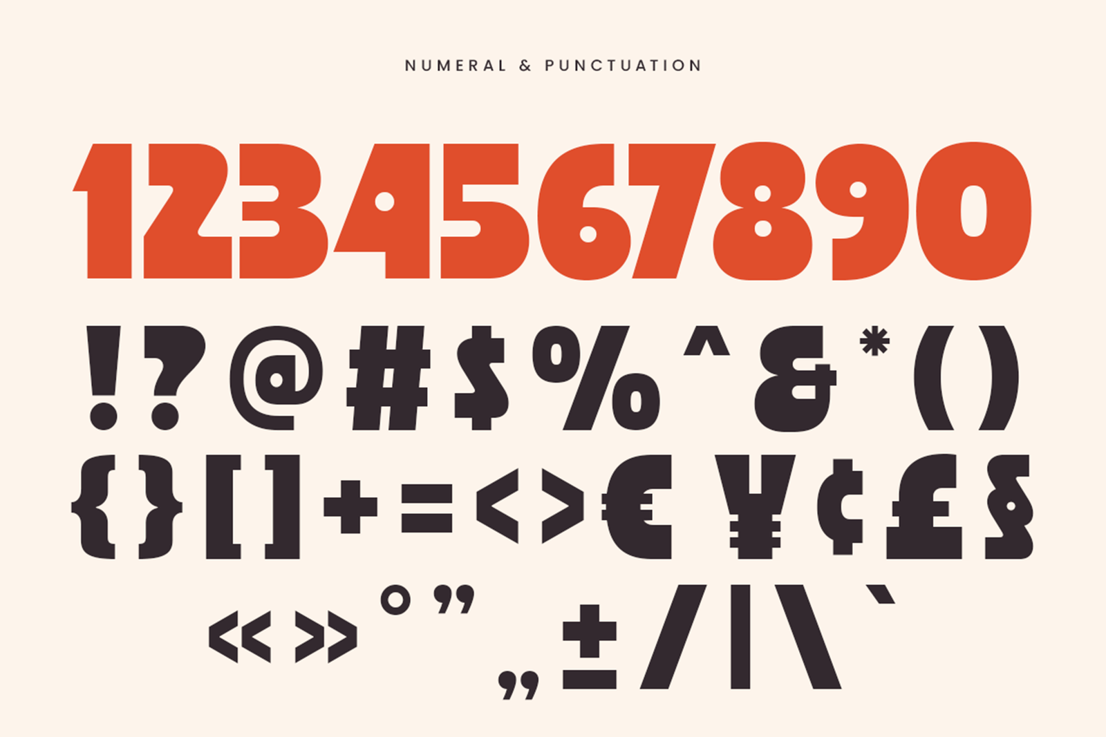 MAERO Font numbers symbols and punctuation