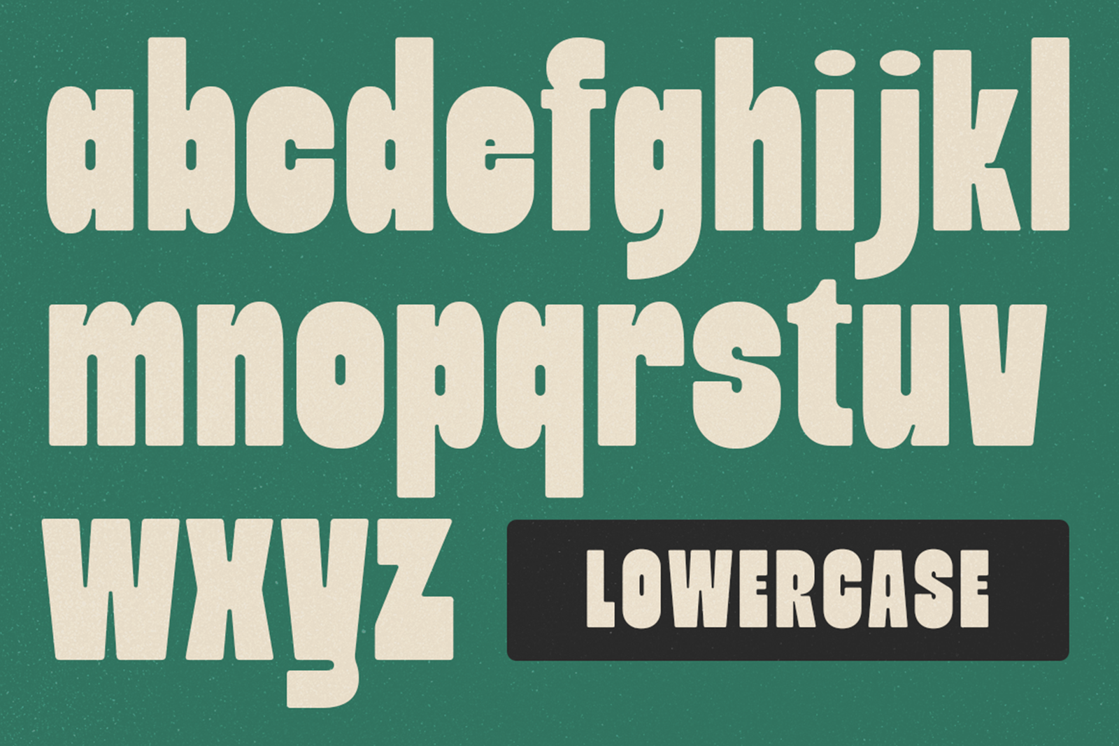 YAGULT lowercase alphabet character specimen