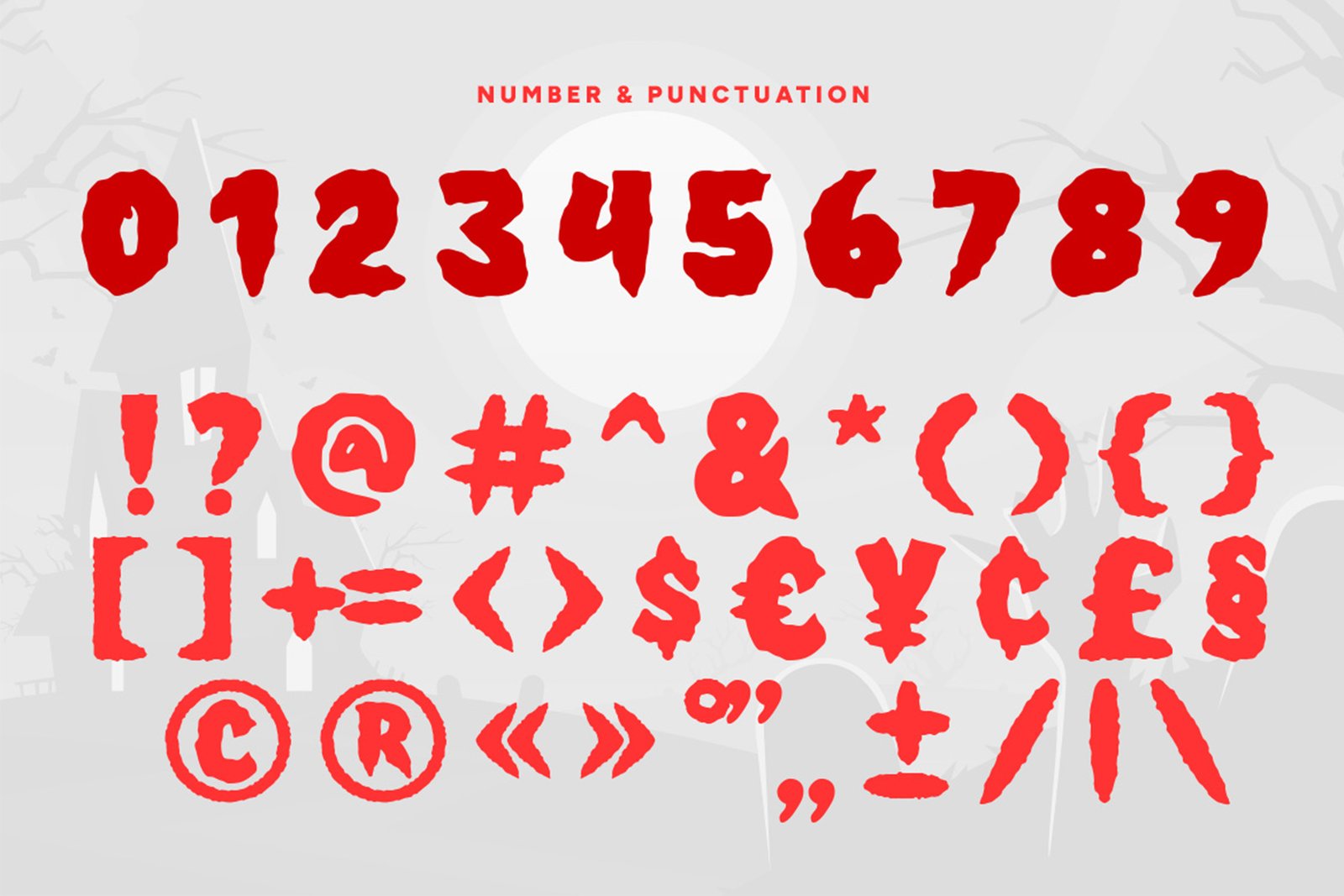 GHOST BASTER Font number and punctuation,