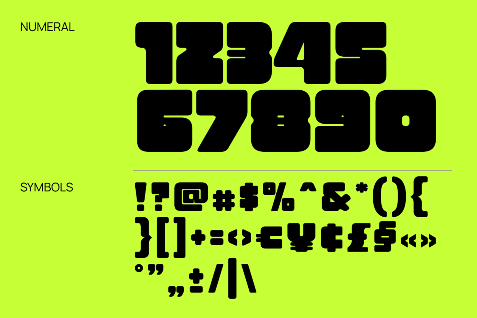 MIDAR Font numbers symbols and punctuation
