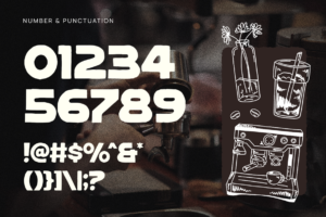 DAILY BREW Font numbers symbols and punctuation