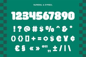 Spicy Pickle Font numbers and symbols character specimen