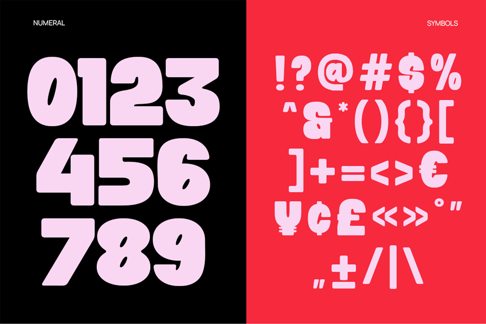 BEARO Font numbers symbols and punctuation