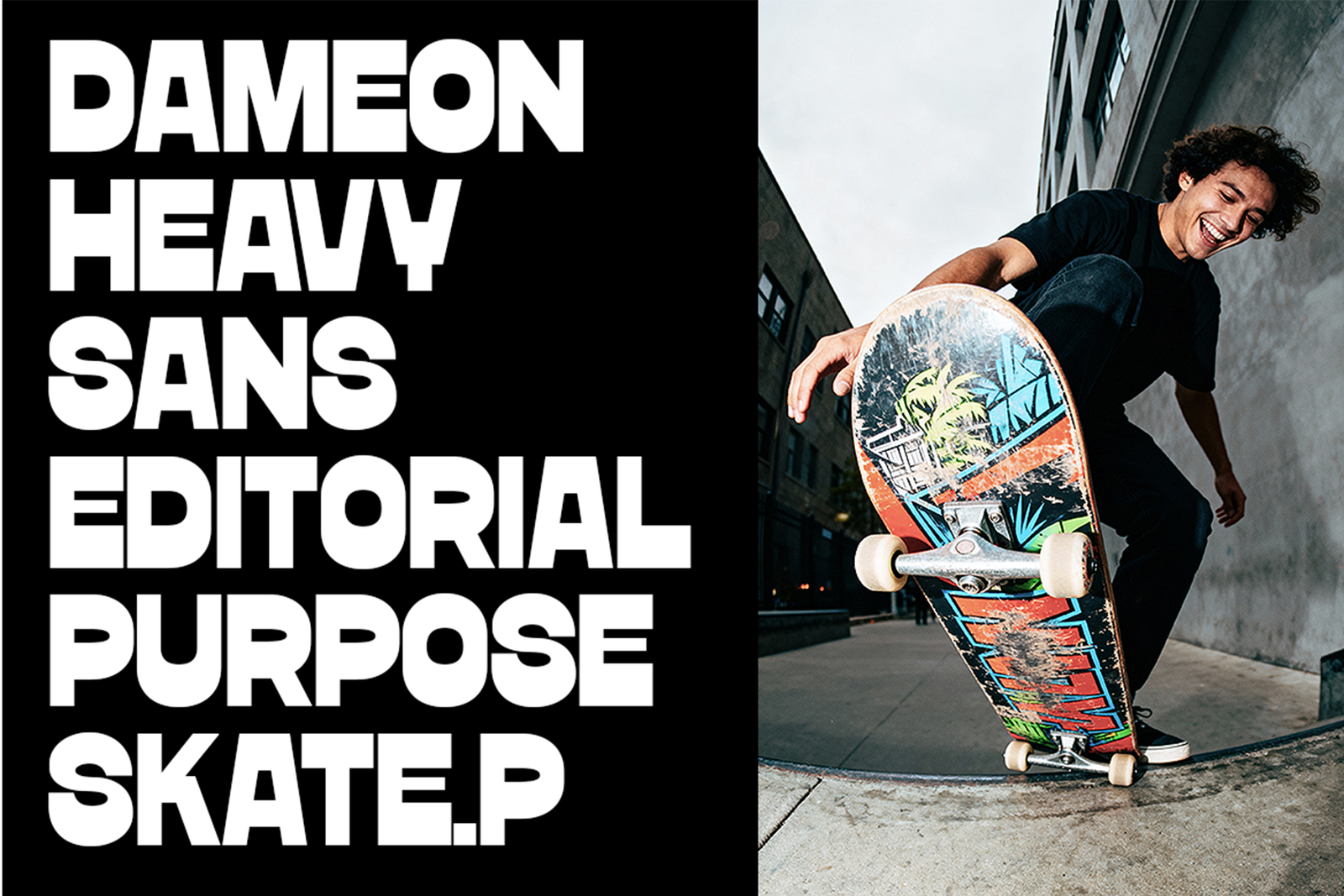 DAMEON Font skateboarding editorial graphic