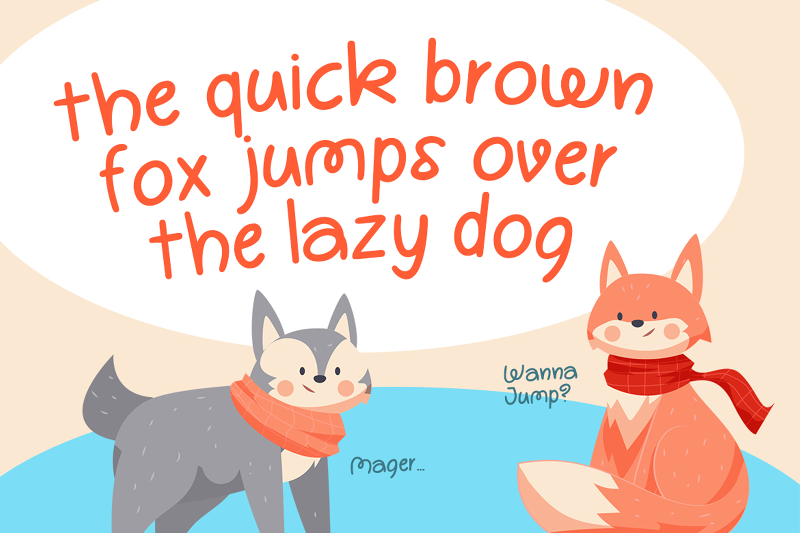 DYOLANAN Font animal themed pangram illustration