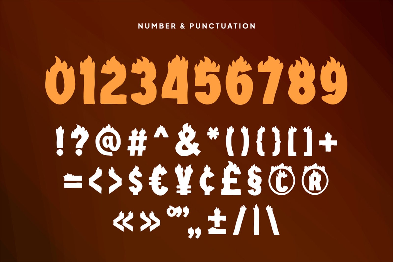FIREFOLK Font numbers symbols and punctuation
