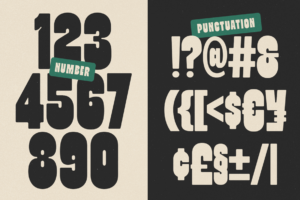YAGULT numbers and punctuation character specimen
