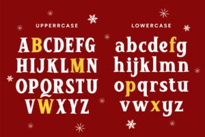 Winter Glyph Font uppercase and lowercase alphabet specimen