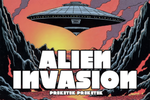 Swedis Font Alien Invasion retro sci-fi poster