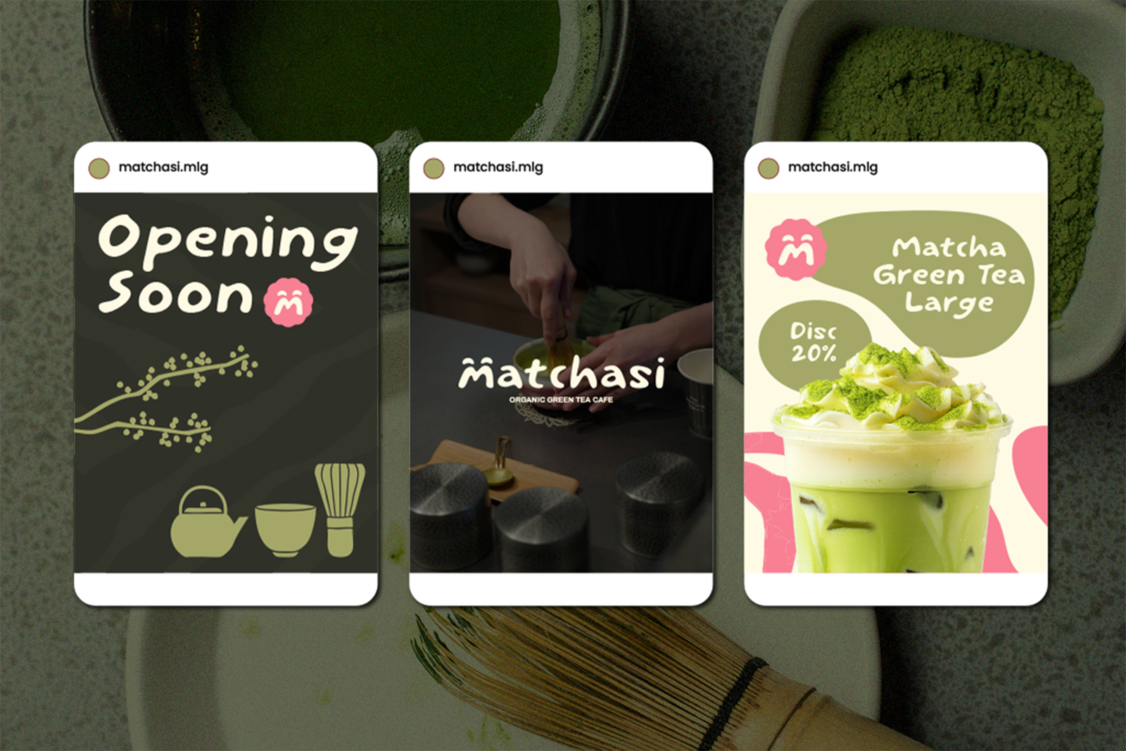 Wakupo Font matcha café social media promotional designs
