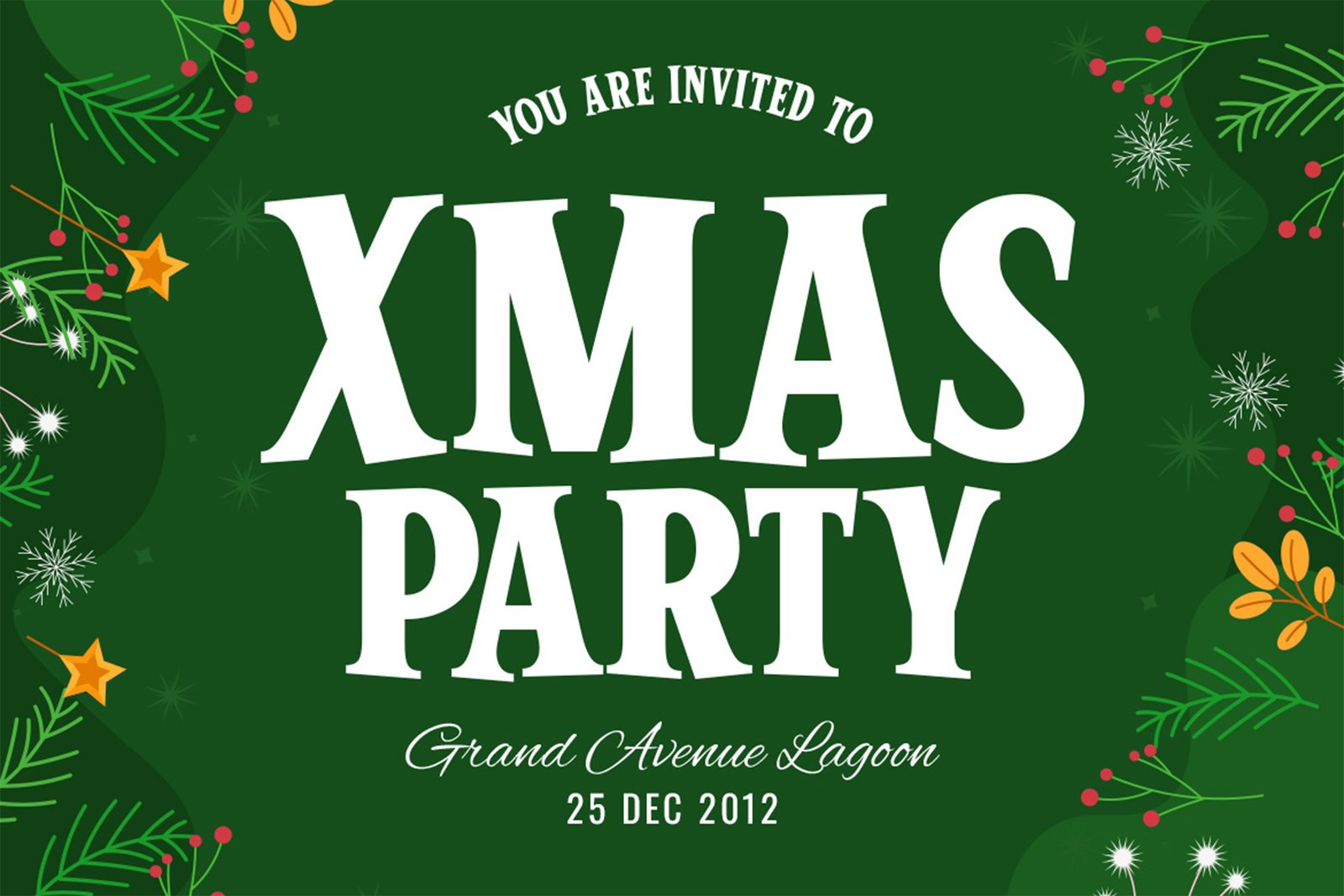 Winter Glyph Font Xmas Party Christmas invitation poster