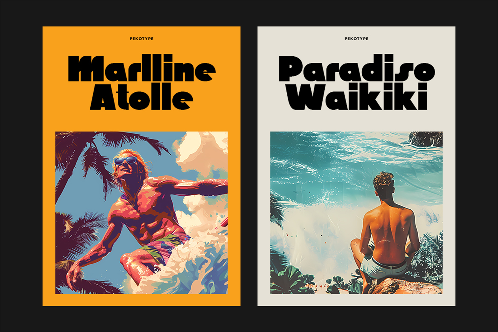 Swedis Font vintage surfing poster design collection