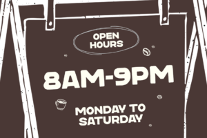 DAILY BREW Font cafe opening hours sign