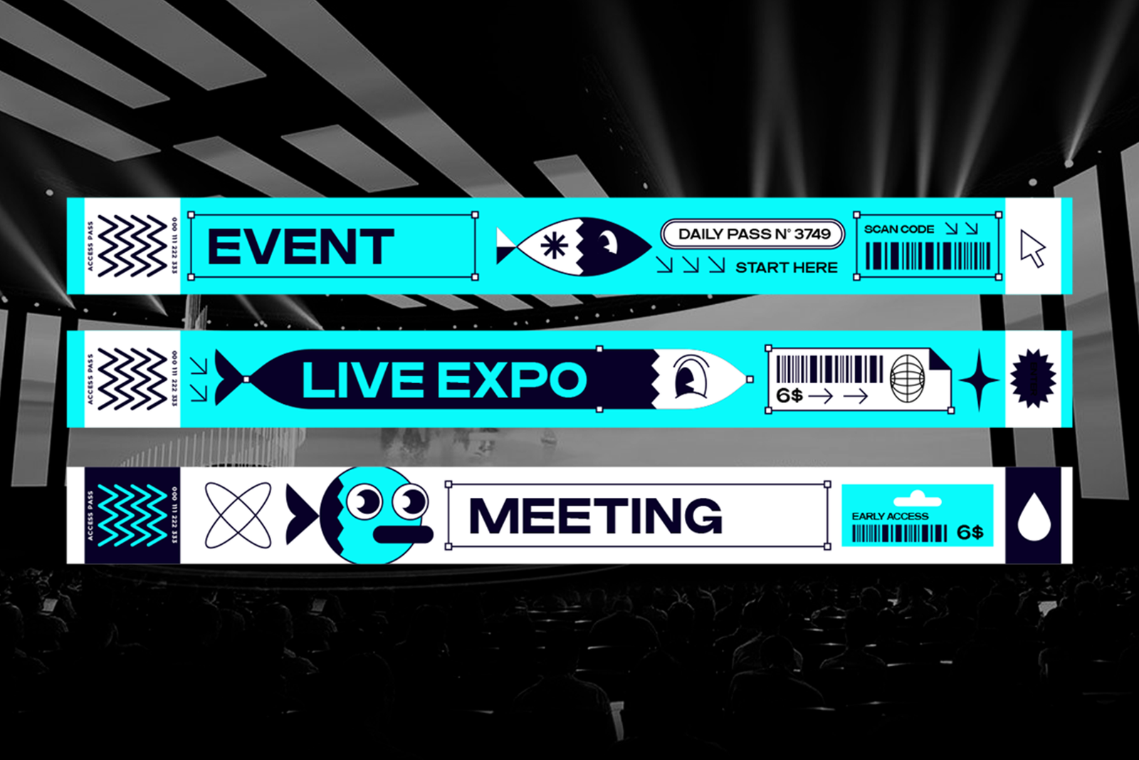 Bergo Font event wristband and conference pass design
