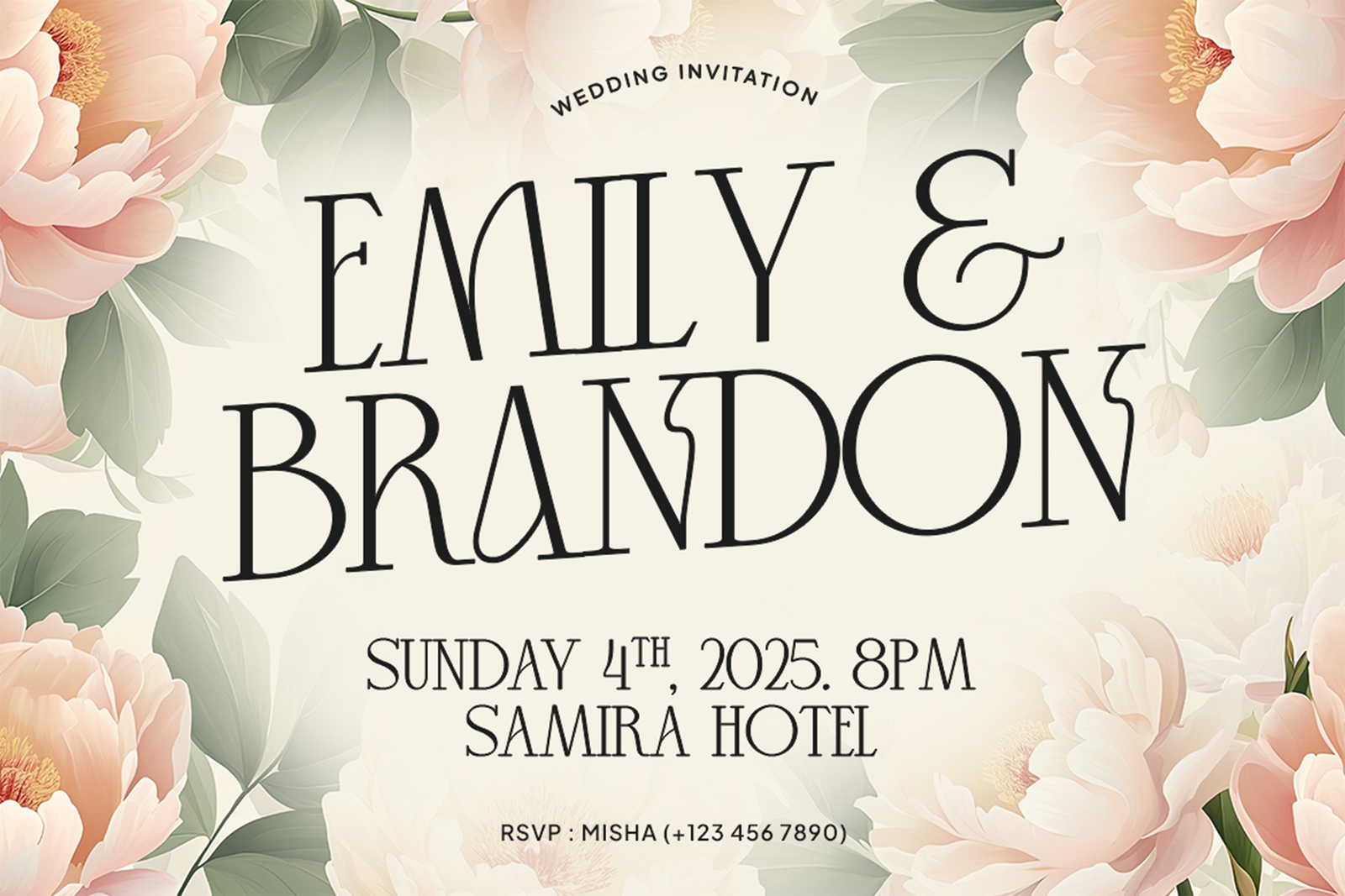 Mikaelo Font floral wedding invitation mockup