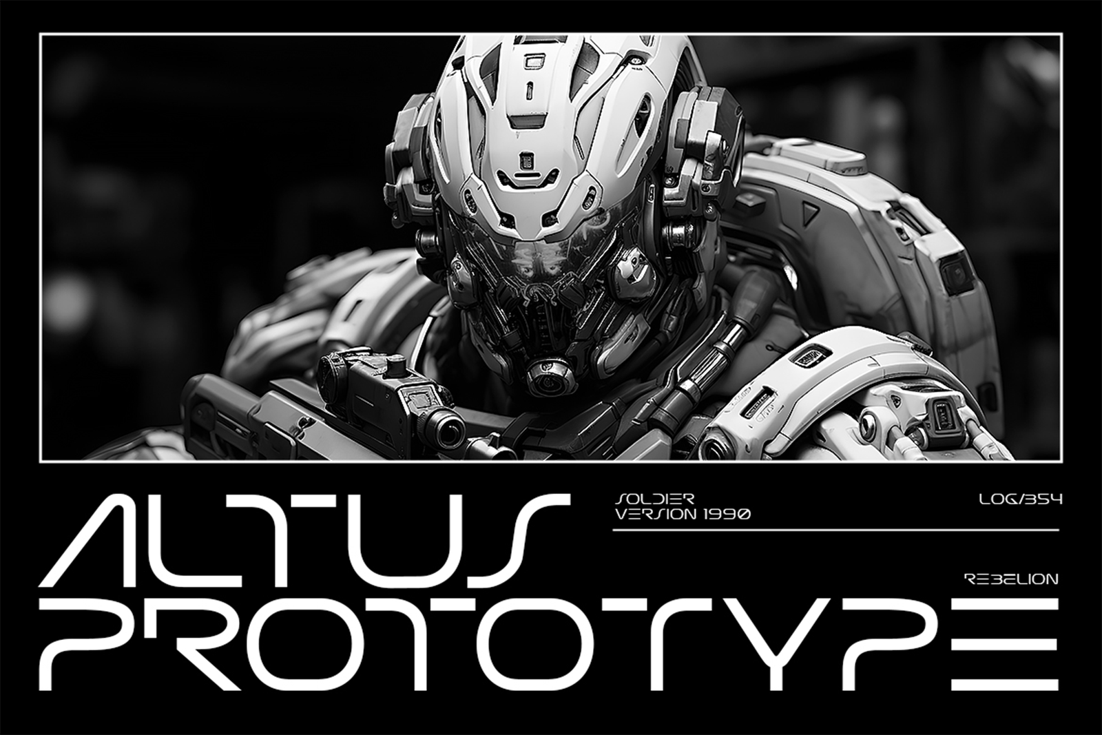 Psionic Font robotic character and sci-fi typography poster