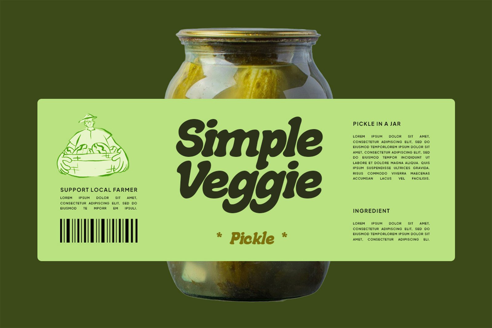 Pagion Font Simple pickle jar label mockup