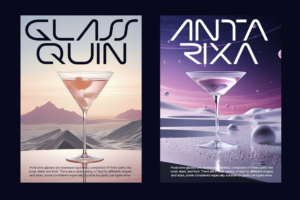 Psionic Font cocktail poster and futuristic beverage branding