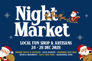 Winter Glyph Font Night Market Christmas event poster