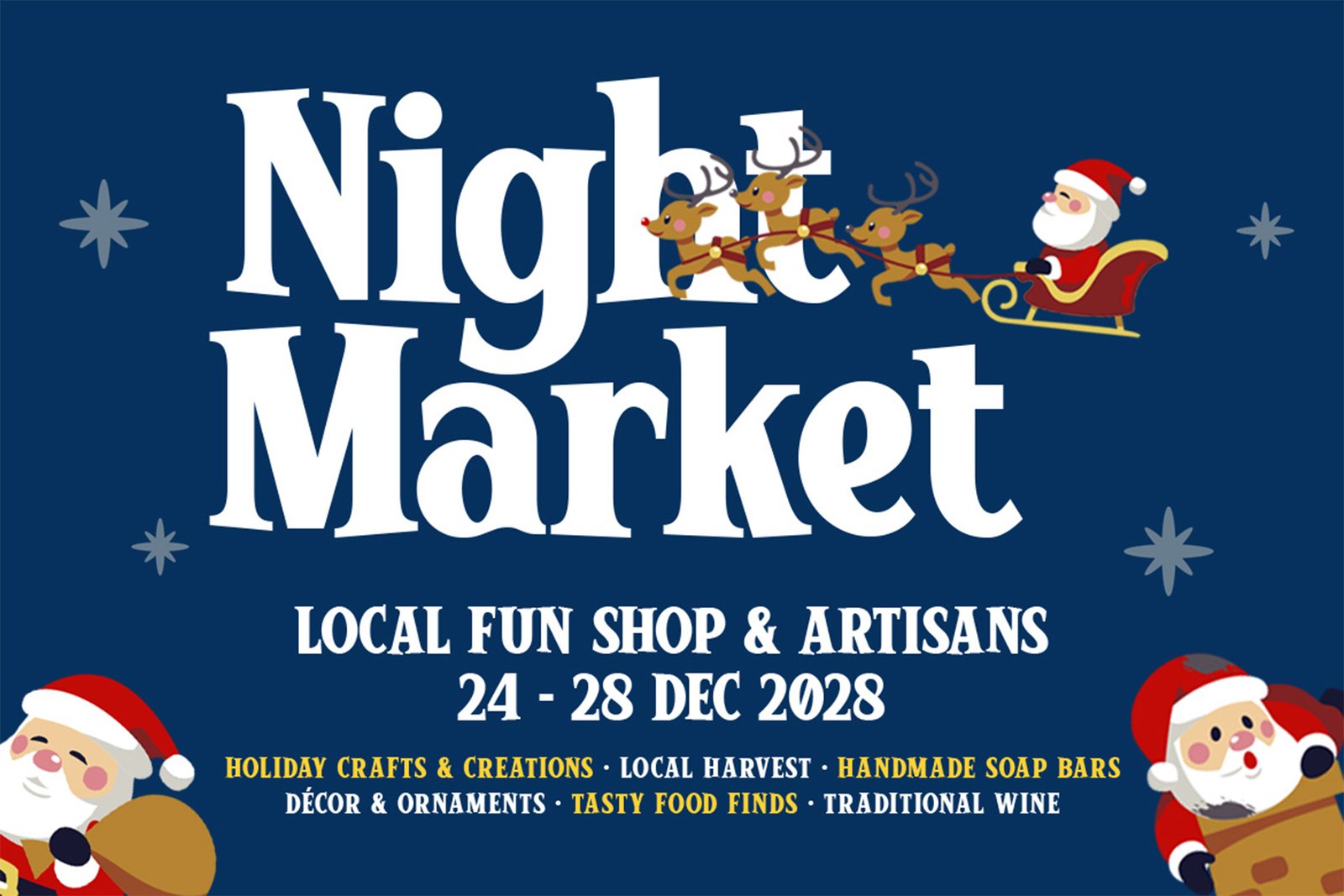 Winter Glyph Font Night Market Christmas event poster