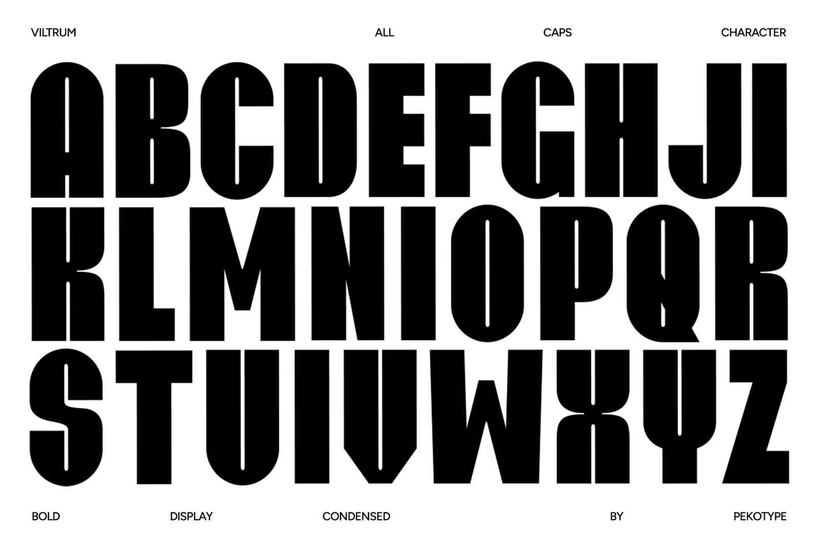 Viltrum uppercase alphabet character specimen