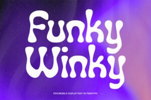 Funky Winky Font psychedelic display typeface cover