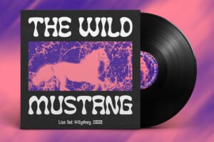 Funky Winky Font retro vinyl record cover mockup