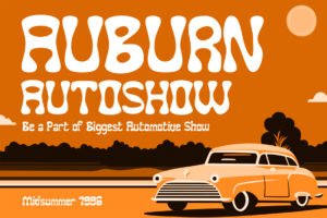 Funky Winky Font vintage auto show poster design