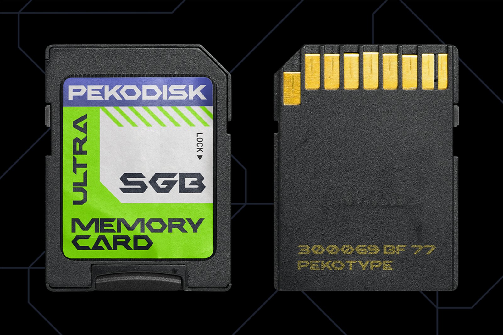 Halford Font memory card product mockup