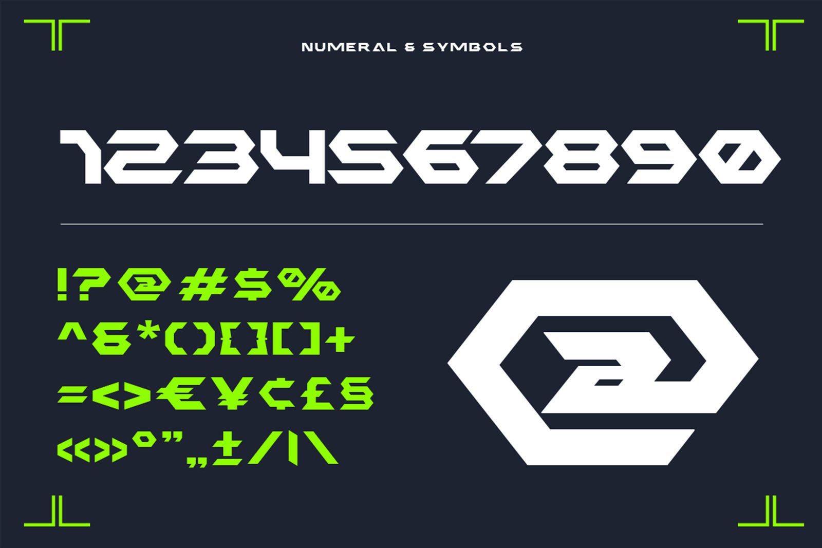 Halford Font numerals and symbols specimen