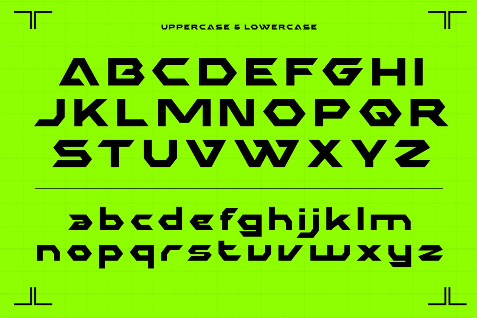 Halford Font uppercase and lowercase alphabet specimen